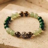 Bracelet "Chance & Protection" en Aventurine, Malachite & Quartz Fumé