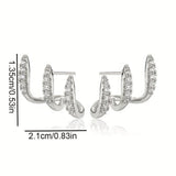 Boucles d'Oreilles Élégantes avec Strass à Trois Griffes