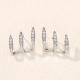 Boucles d'Oreilles Élégantes avec Strass à Trois Griffes