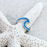 Bague Ondulée en Argent avec Opale Bleue