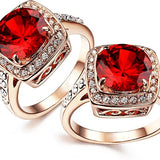 Bague Énoncé Rubis Auréole | Or Rose
