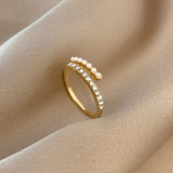 Bague Ouverte en Cristal de Perle Virelle | Or