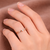 Bague Tressée en Or Rose et Argent