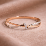 Bague Tressée en Or Rose et Argent