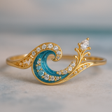 Bague "Vague des Océans" avec Cristal Brillant