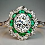 Bague Vintage avec Cristal d'Émeraude