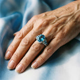 Bague vintage avec cristal bleu | Argent