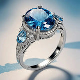 Bague vintage avec cristal bleu | Argent
