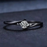 Bague vintage noir avec cristal | Or