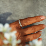Bague ajustable et émail fait main avec des marguerites | Argent
