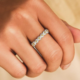 Bague ajustable et émail fait main avec des marguerites | Argent