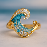 Bague avec Vague Bleue Brillante