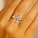 Bague croix rétro réglable « amour » | Argent