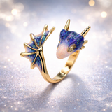 Bague dragon ajustable et émail fait main | Argent