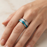 Bague en argent émaillé antique | Or blanc