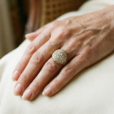 Bague rétro avec pierre rouge et diamant | Argent