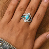 Bague en turquoise en or blanc