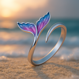 Bague réglable avec queue de dauphin colorée