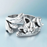 Bague rétro ajustable avec un chaton | Argent