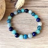 Bracelet "Océan" en Amazonite, Lapis Lazuli, Aigue-Marine & Apatite