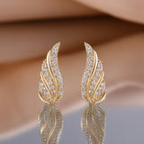 Boucles d'oreilles Feuille Moderne Pavée | Or