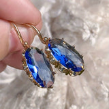 Boucles d'oreilles Fleur Bleue Dorée | Or