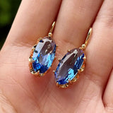 Boucles d'oreilles Fleur Bleue Dorée | Or