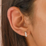 Boucles d'oreilles Huggies en Cristal | Or Blanc