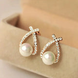 Boucles d'oreilles avec perles et cristaux tressés