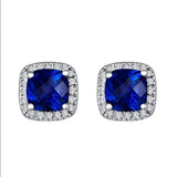 Boucles d'oreilles carrées Saphir | Or blanc