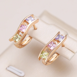 Boucles d'oreilles colorées avec zircon cubique | Or