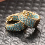 Boucles d'oreilles créoles en perles turquoise et ton doré | Or