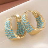 Boucles d'oreilles créoles en perles turquoise et ton doré | Or