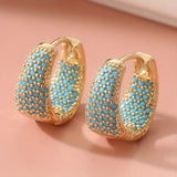 Boucles d'oreilles créoles en perles turquoise et ton doré | Or