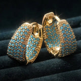 Boucles d'oreilles créoles en perles turquoise et ton doré | Or