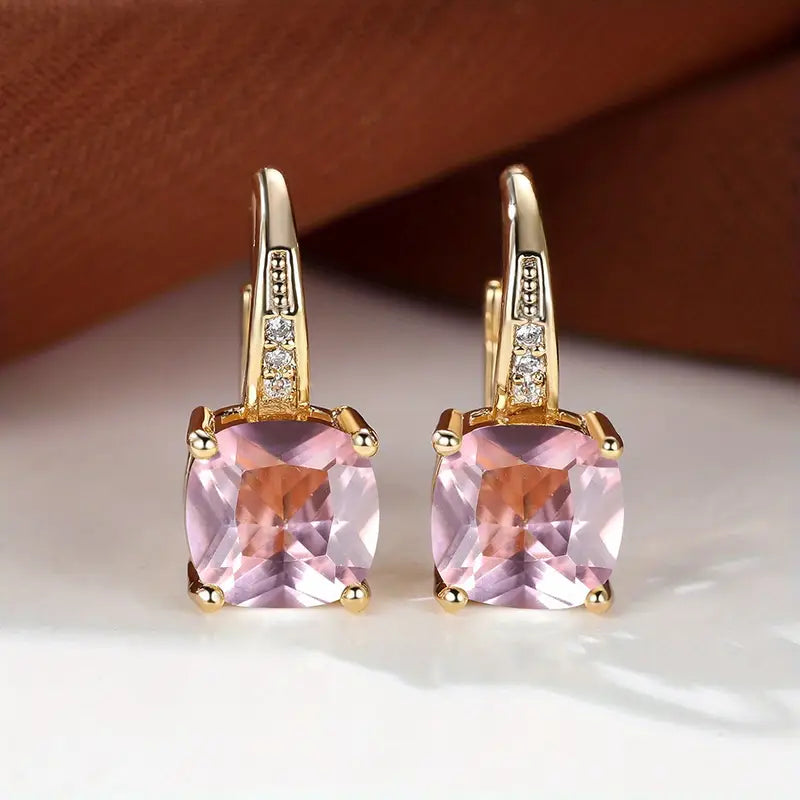 Boucles d'oreilles créoles en pierre de saphir mystique | Or