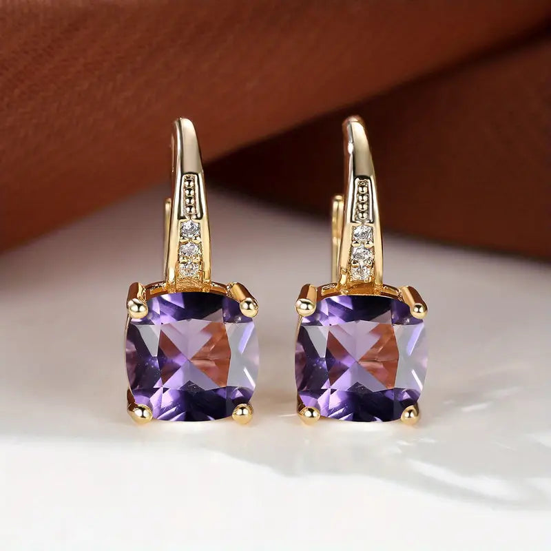 Boucles d'oreilles créoles en pierre de saphir mystique | Or
