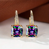 Boucles d'oreilles créoles en pierre saphir mystique | Or