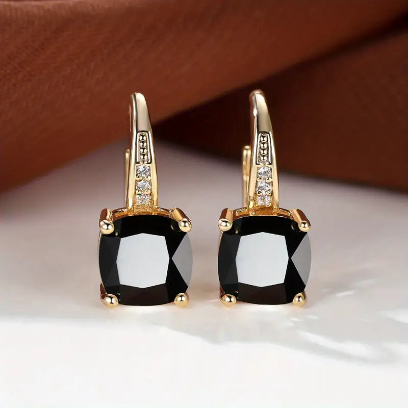 Boucles d'oreilles créoles en pierre saphir mystique | Or