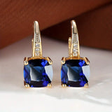 Boucles d'oreilles créoles en pierre saphir mystique | Or