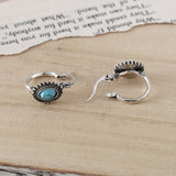 Boucles d'oreilles créoles en turquoise | Or blanc