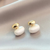 Boucles d'oreilles avec perle ovale | Or