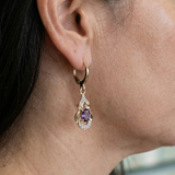 Boucles d'oreilles en améthyste en forme de goutte d'eau illuminées par la lune | Or rose