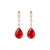 Boucles d'oreilles en forme de goutte de rubis | Or rose