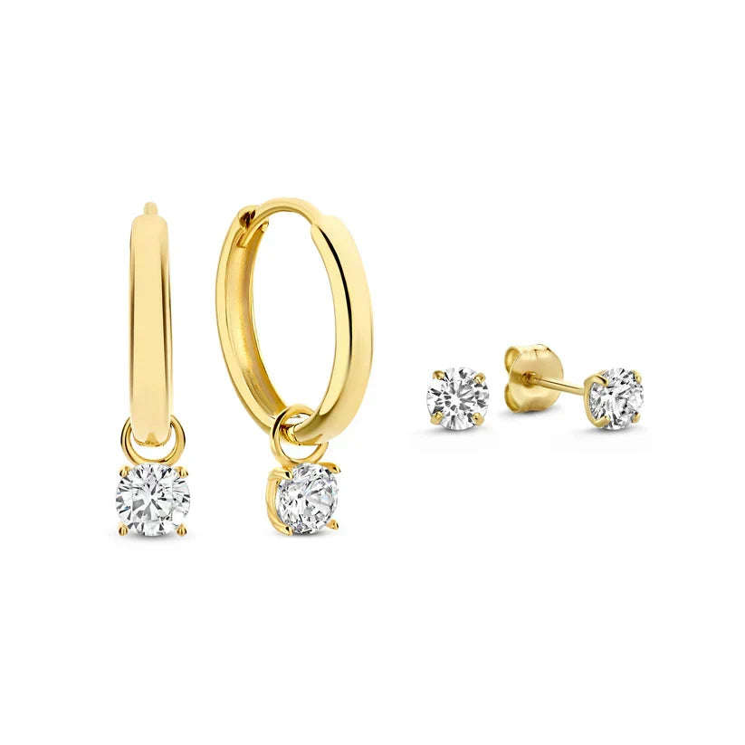 Boucles d'oreilles en pierre Larmes de Lune | Or blanc