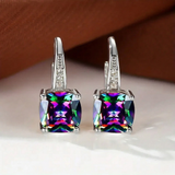 Boucles d'oreilles en pierre mystique | Or blanc