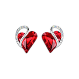 Boucles d'oreilles en rubis en forme de cœur infini | Or blanc