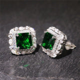 Boucles d'oreilles en zircon et émeraude