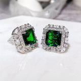 Boucles d'oreilles en zircon et émeraude