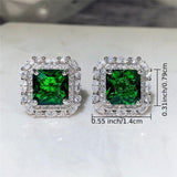 Boucles d'oreilles en zircon et émeraude